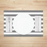 Aperturee - Simple Grey White Stripe Dining Set Of 4 Placemats